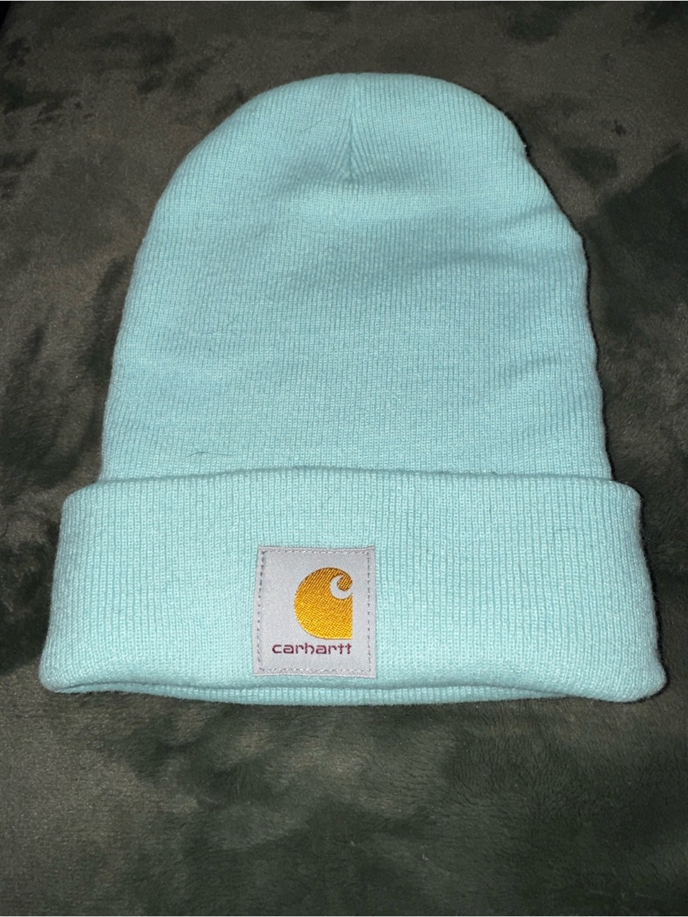 Carhartt Light Mint Cuffed Beanie with Gold Logo